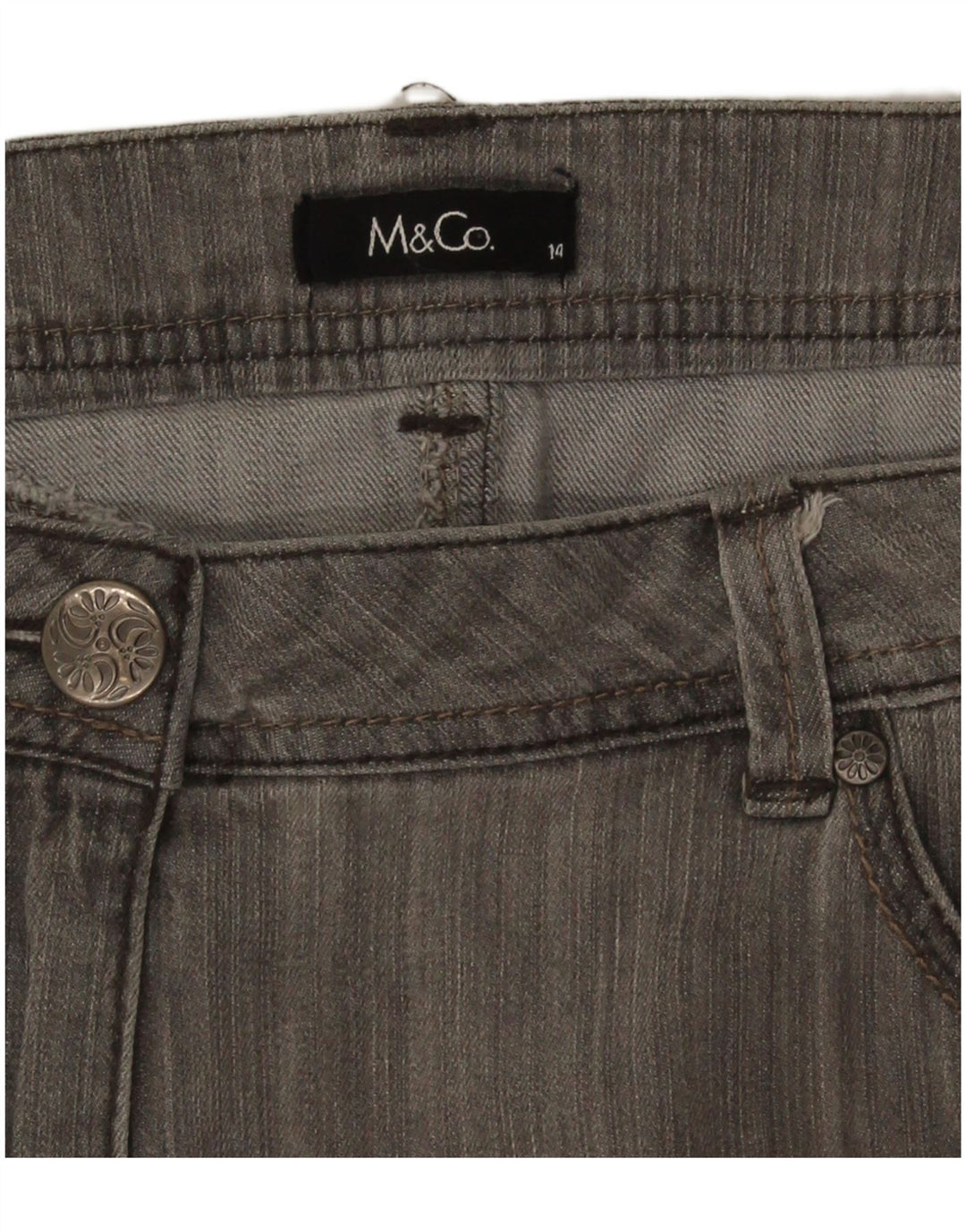M&Co Dame Mini Denim Nederdel UK 14 Large W34 Grå