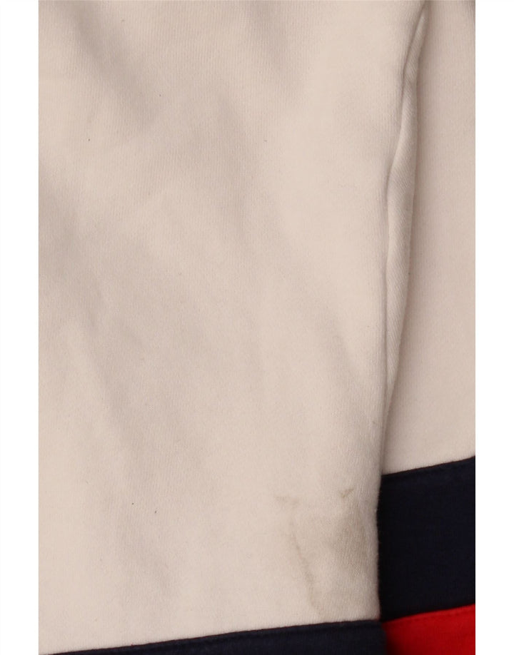 Fila Dame Grafisk Zip Neck Sweatshirt Jumper UK 18 XL Hvid Colourblock