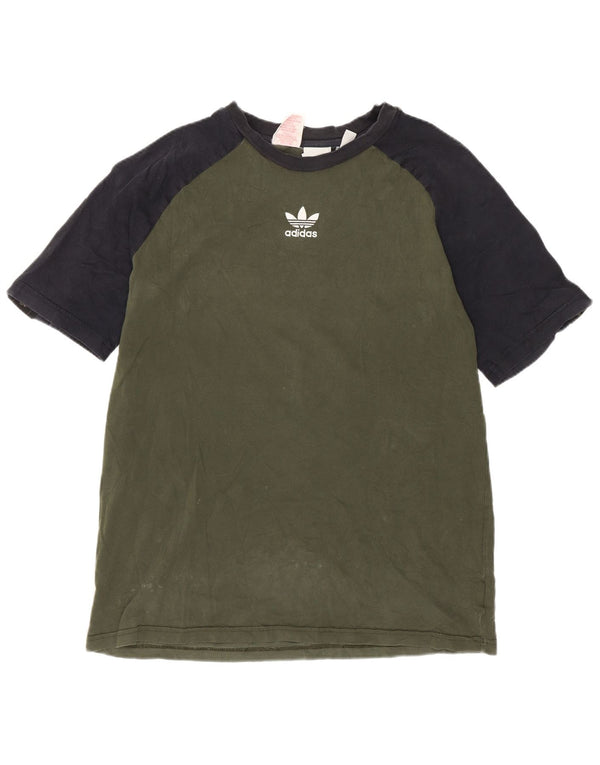 Adidas Boys T-Shirt Top 15-16 år Grøn Colourblock Bomuld