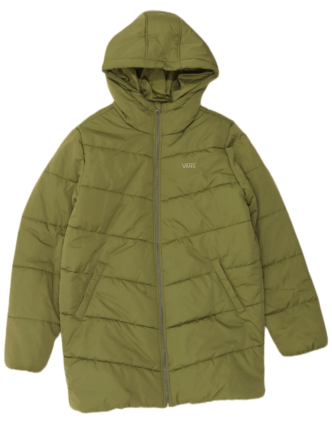 Vans Dame Hætte Polstret Frakke UK 16 Large Green