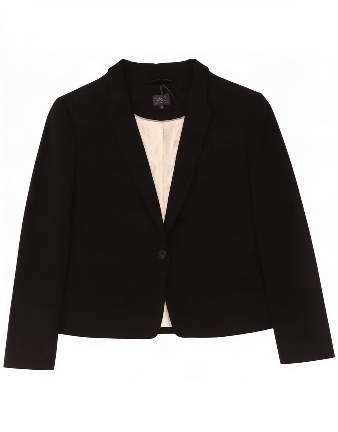 Marks & Spencer Dame 1 Knap Blazer Jakke UK 20 2XL Sort Polyester