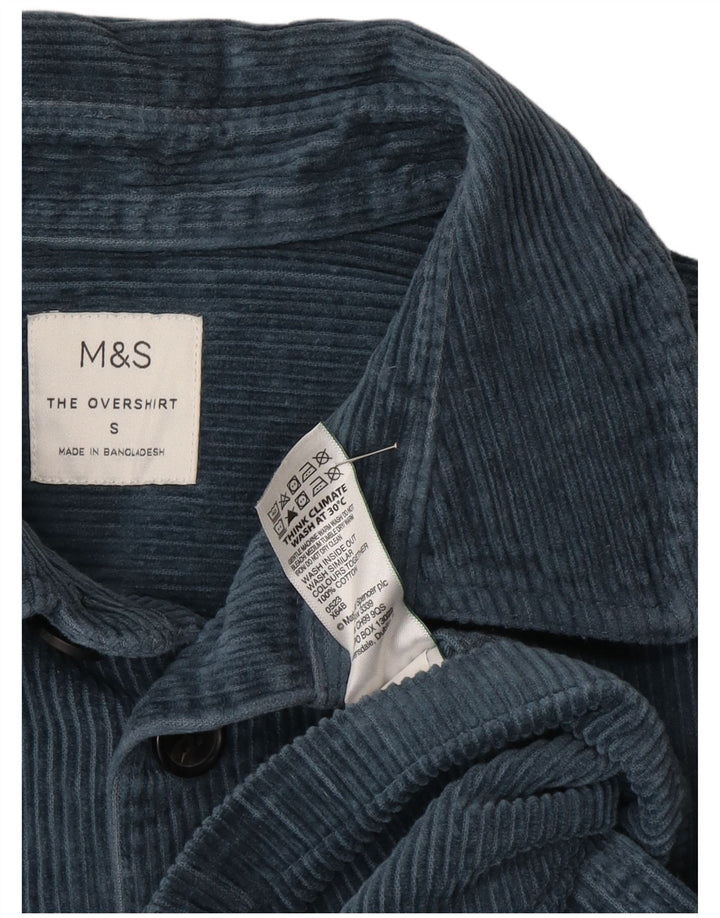 Marks & Spencer Herre Overshirt Corduroy Skjorte Lille Blå Bomuld