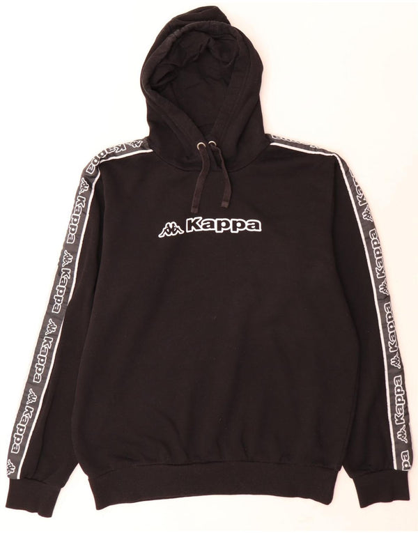 Kappa Herre grafisk hættetrøje Jumper Stor Sort Colourblock Bomuld