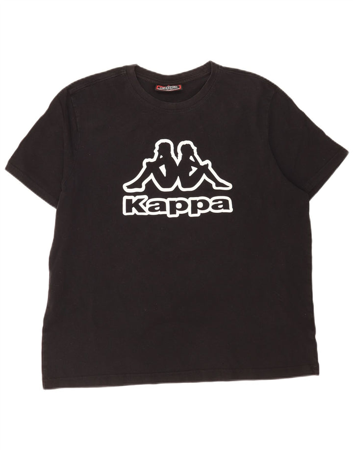 Kappa Herre Grafisk T-Shirt Top Stor Sort Bomuld