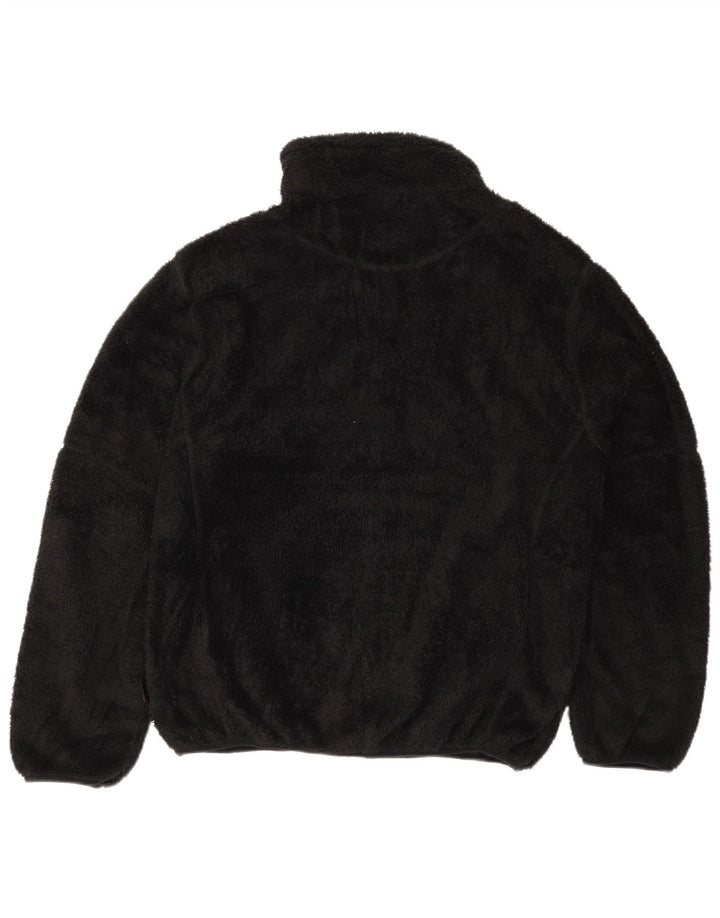 VINTAGE Womens Fleece Jacket EU 46 XL Black Polyester