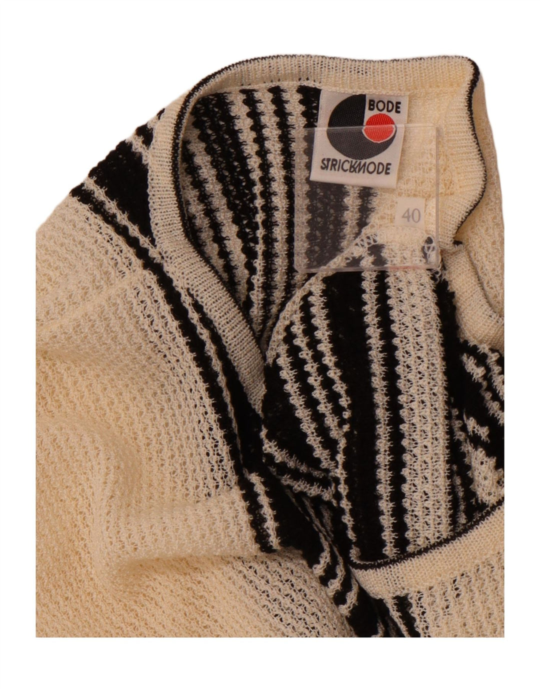 BODE Dame Boat Neck Jumper Sweater EU 40 Medium Off White Stribet