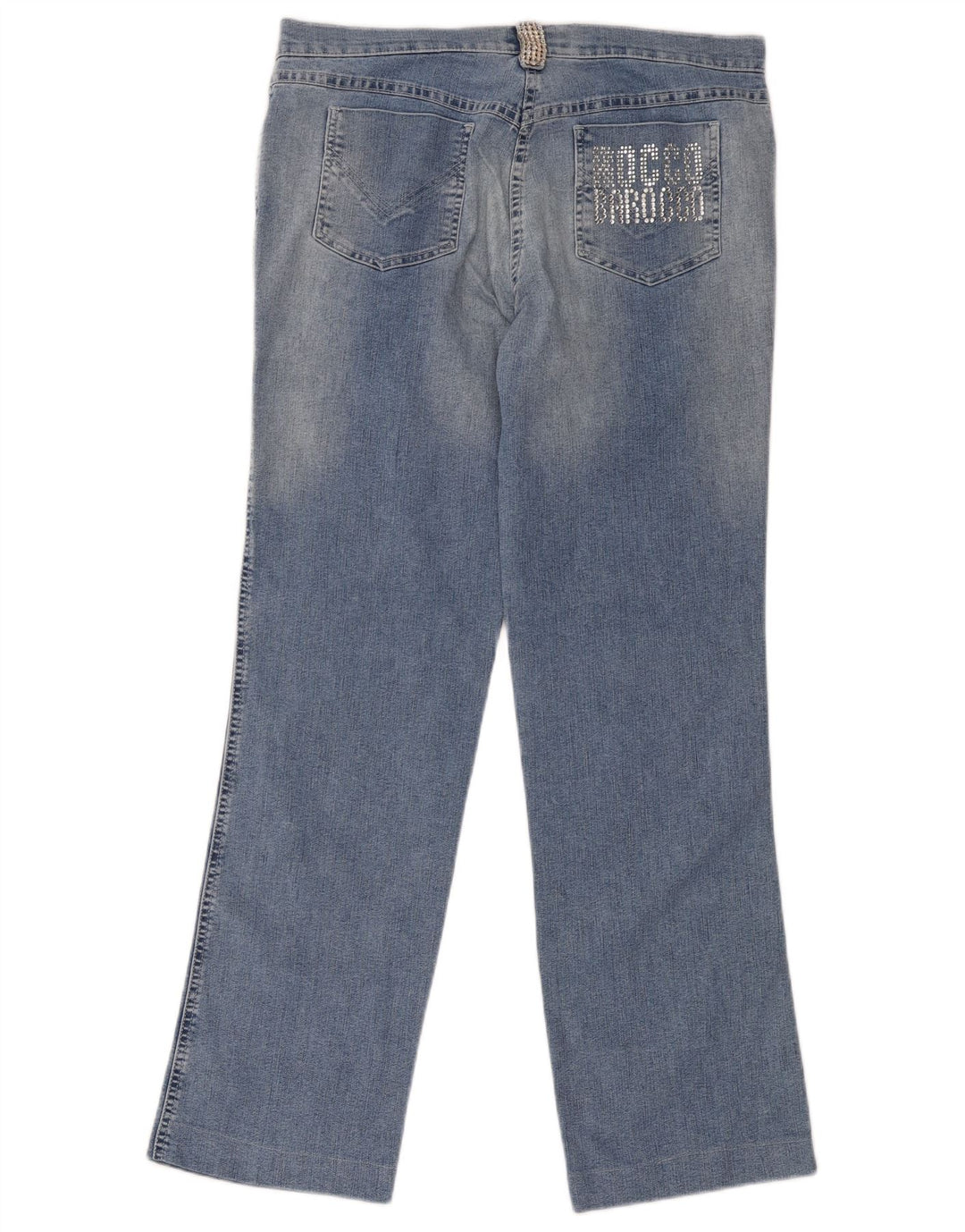 Roccobarocco kvinders grafiske lige jeans W34 L31 blå bomuld
