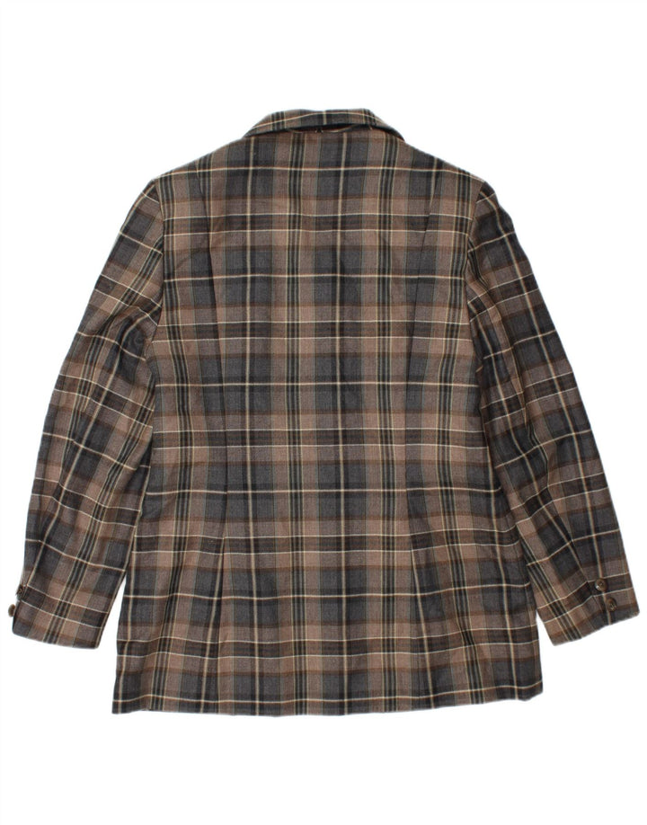 FIRST AVENUE Womens 4 Button Blazer Jacket UK 14 Medium  Brown Check