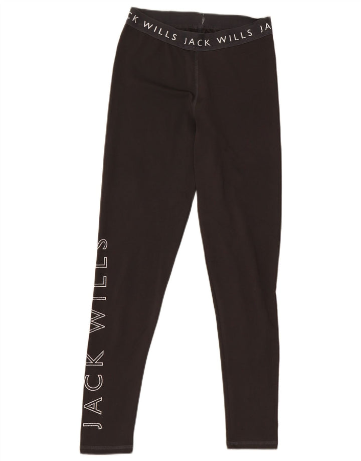 Jack Wills Kvinders Grafiske Leggings UK 8 Small Black Polyester
