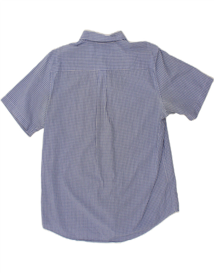 CHAPS Mens Short Sleeve Shirt Medium Blue Check Cotton Vintage Chaps and Second-Hand Chaps from Messina Hembry 