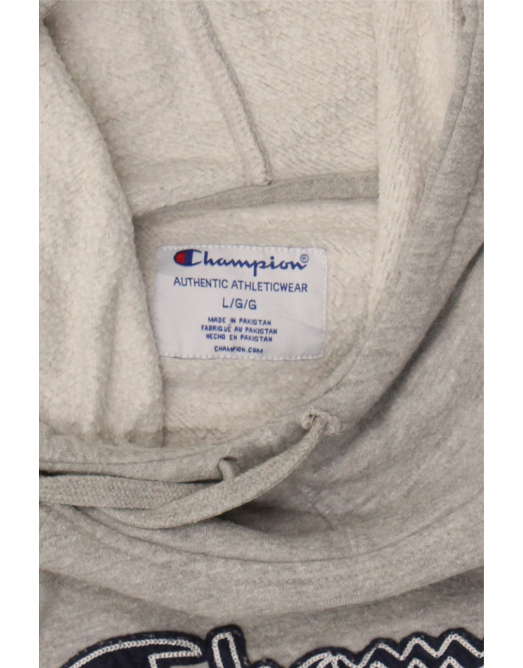 CHAMPION Mens Graphic Hoodie Jumper Large Grey Cotton Vintage Champion and Second-Hand Champion from Messina Hembry 