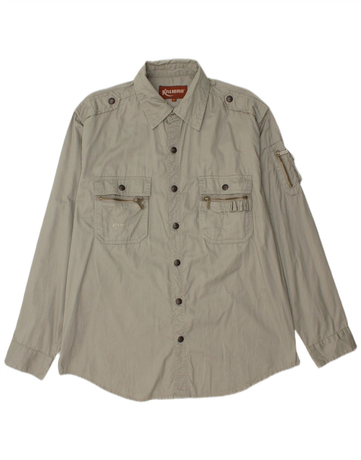 Vintage Militærskjorte til mænd Stor Khaki Bomuld
