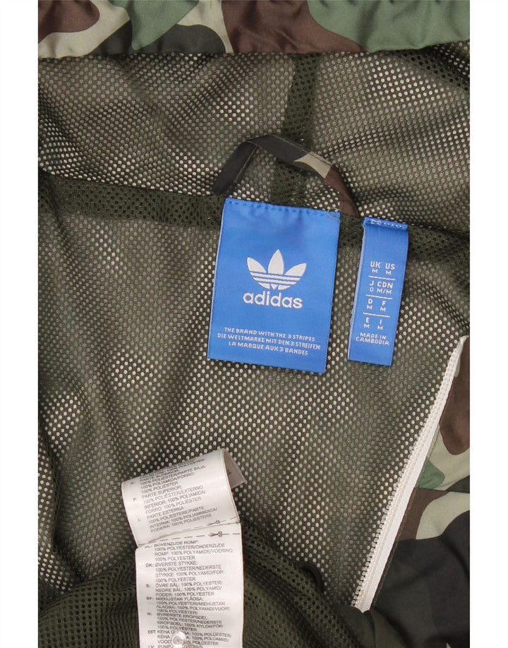 ADIDAS Regnjakke med hætte til mænd UK 38 Medium Khaki Camouflage Polyamid
