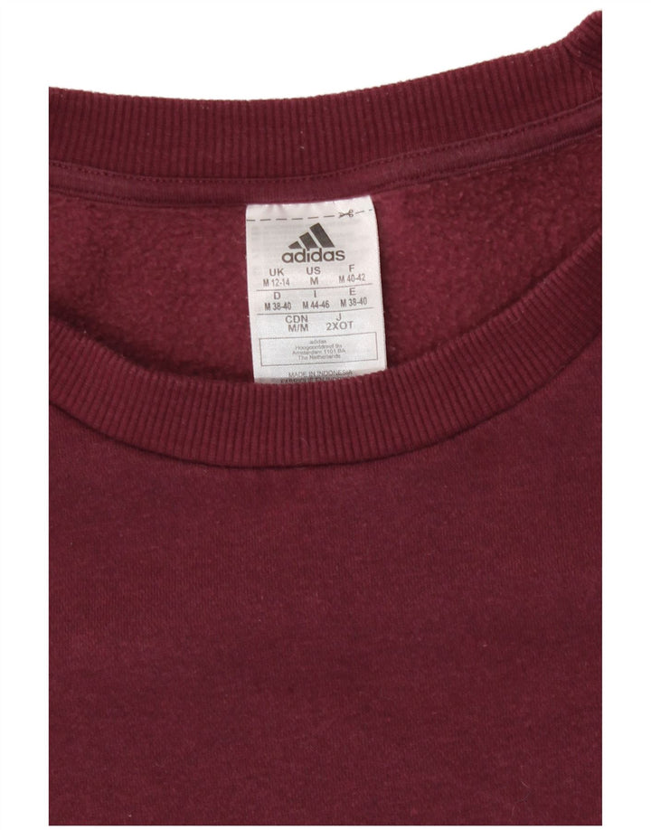 Adidas Dame Sweatshirt Jumper UK 12/14 Medium Bourgogne bomuld