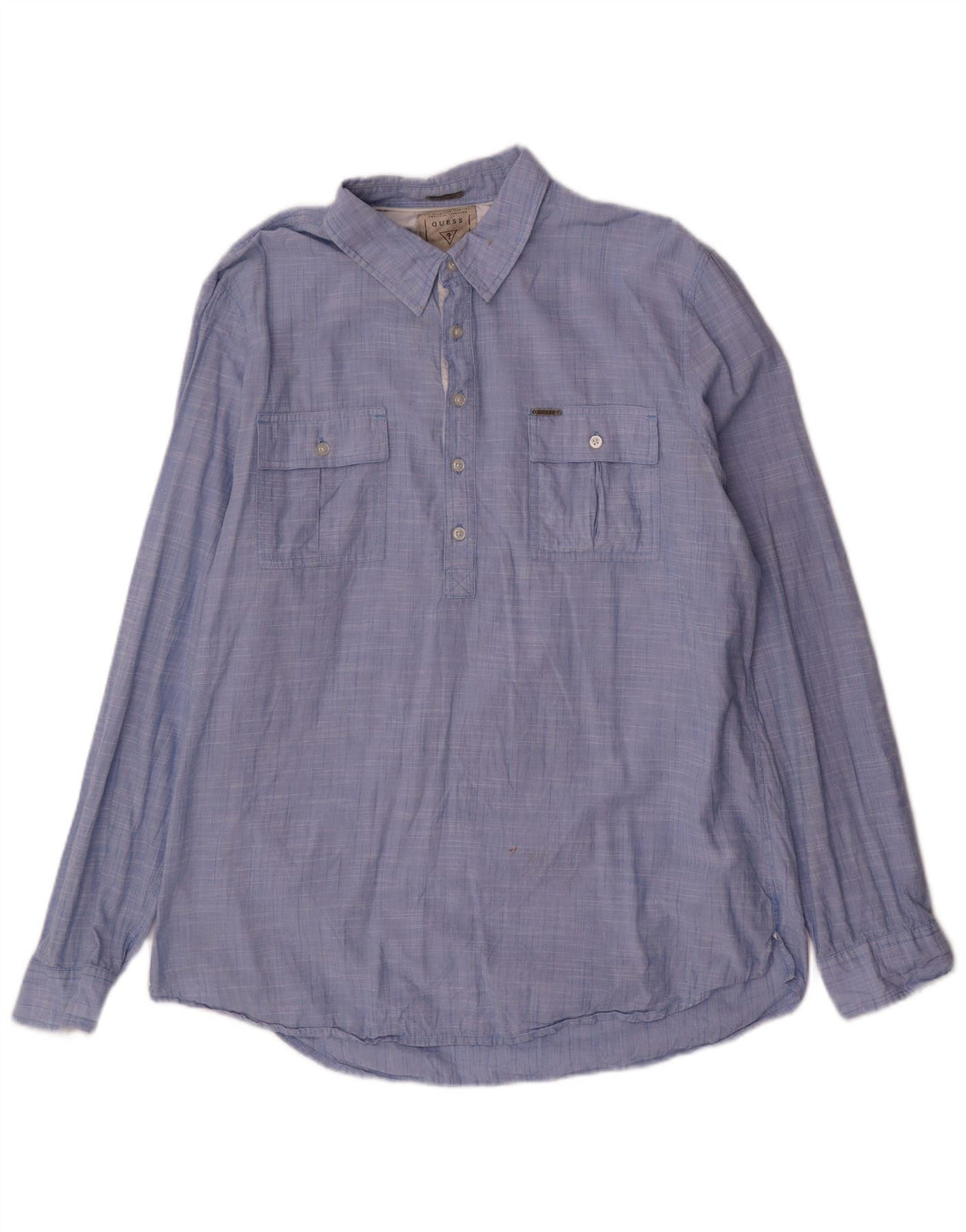 Guess Herre Regular Fit Pullover Shirt XL Blå Bomuld