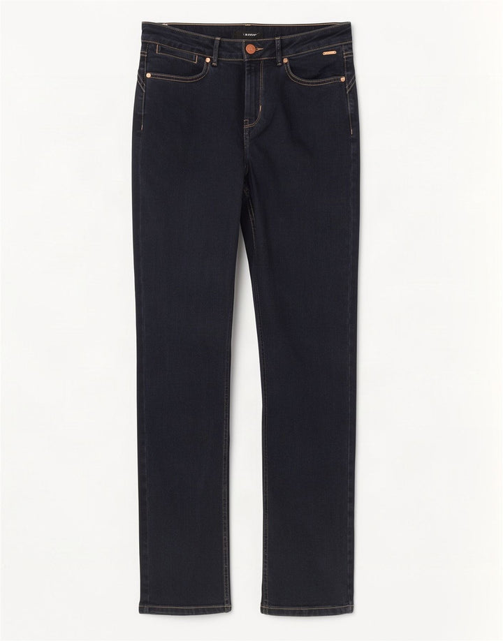Marks & Spencer Dame Straight Jeans UK 12 Medium W30 L31 Marineblå Bomuld