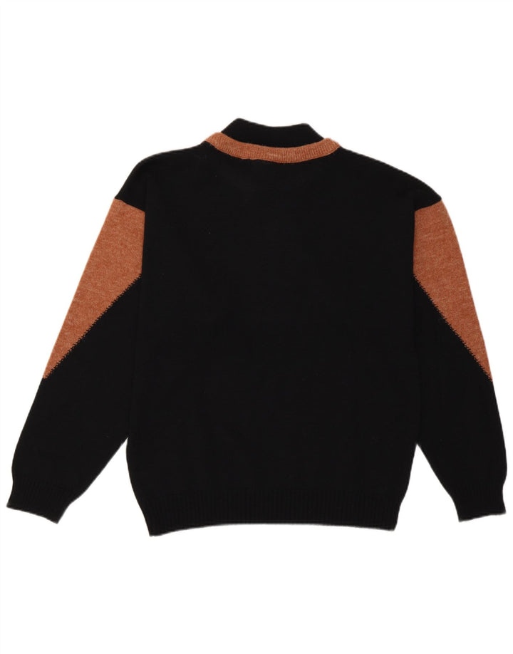 Vintage Dame Turtle Neck Jumper Sweater EU 40 Medium Black Retro