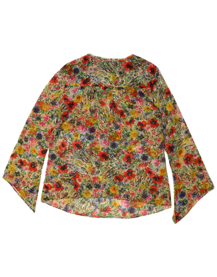 ZARA Womens Long Sleeve Blouse Top UK 14 Medium Multicoloured Floral