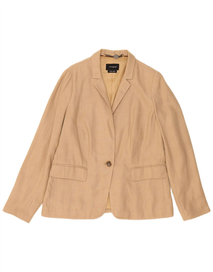 Marks & Spencer Dame Autograph 1 Knap Blazer Jacket UK 14 Large Beige