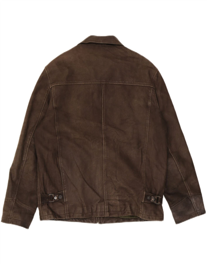 Zara Herre Læderjakke UK 38 Medium Brun Læder