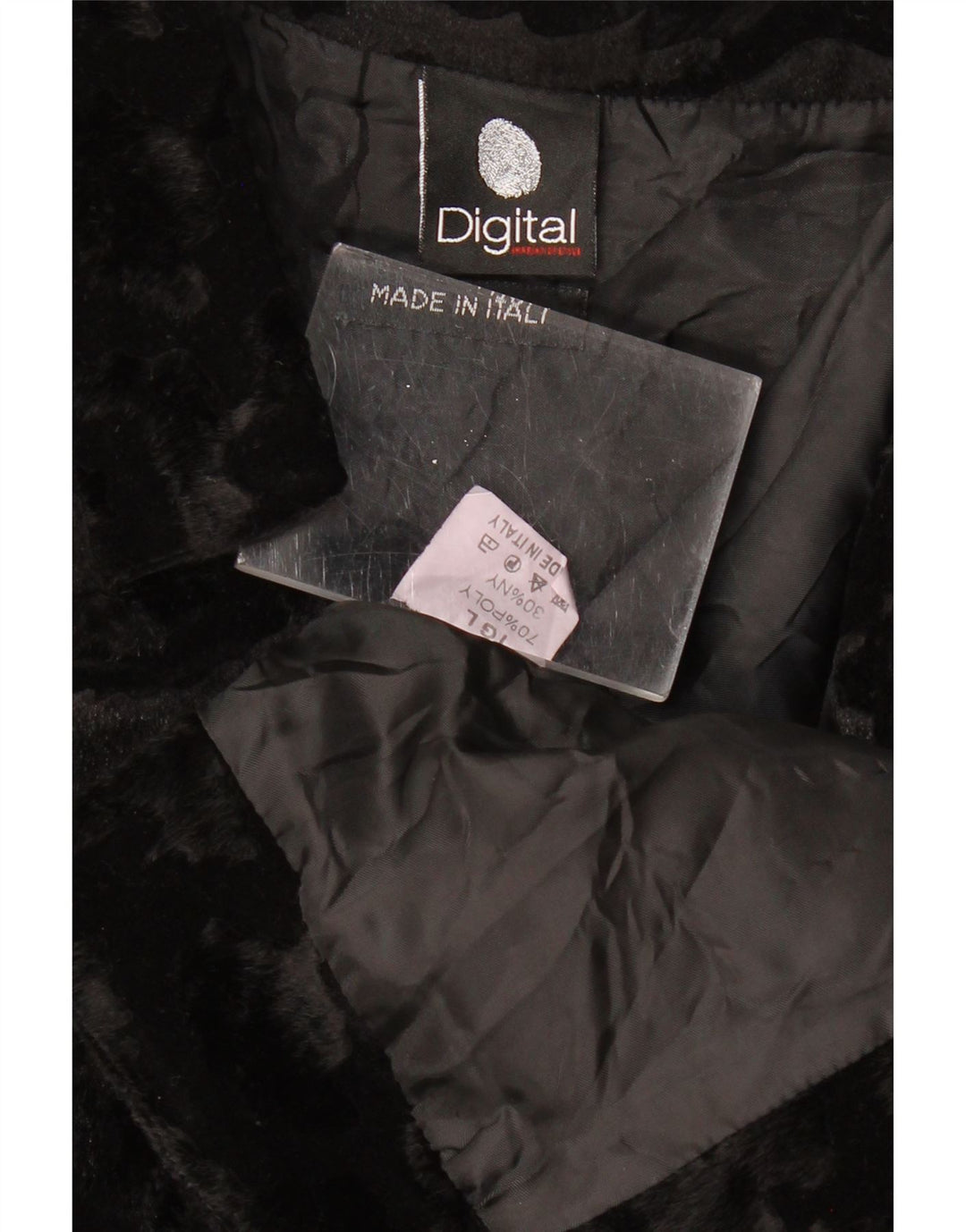 VINTAGE Dame imiteret Pels Bolero Jacket UK 14 Stor Sort Polyester