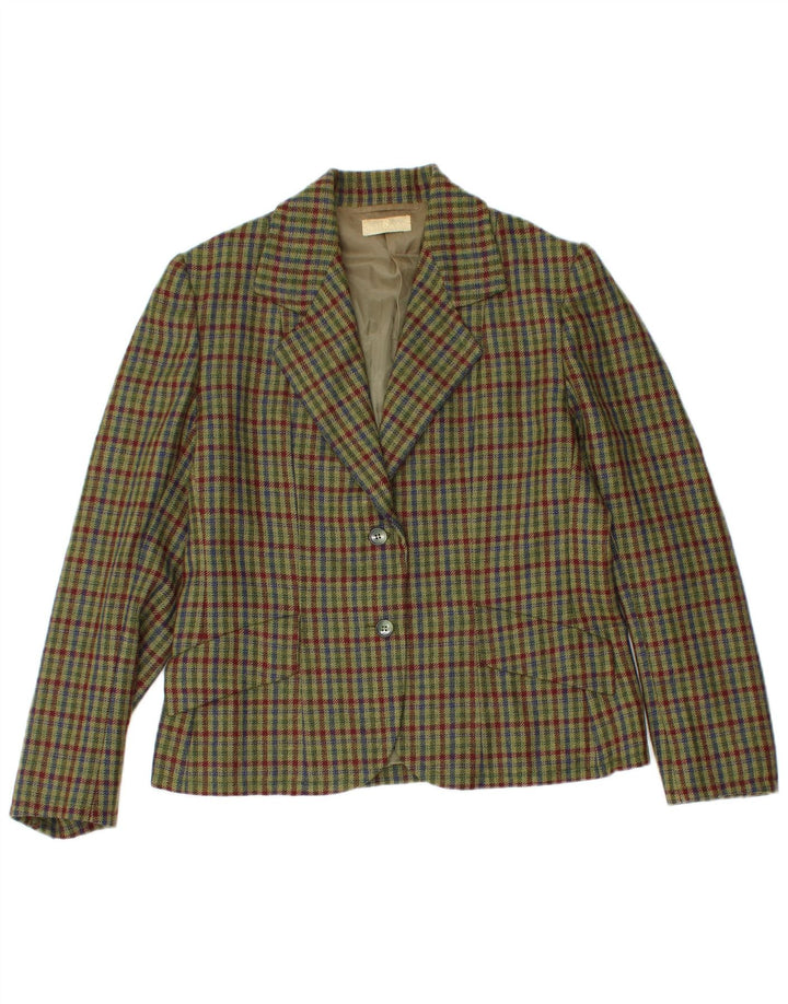 Vintage kvinders 2-knaps 2-delt nederdelsæt UK 12 Medium W26 Khaki Check