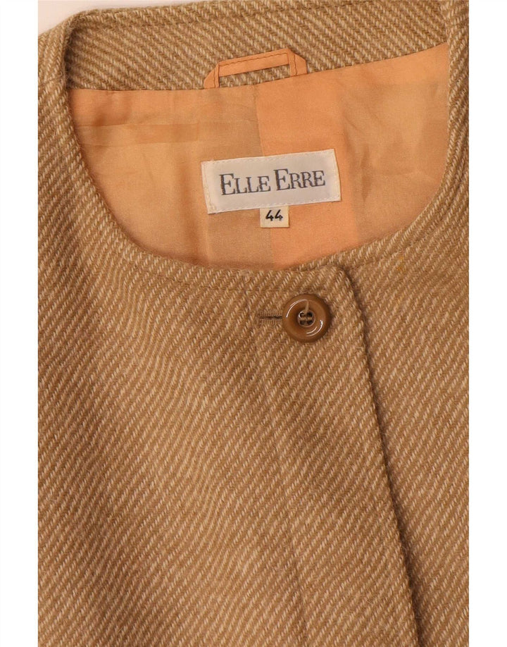 Elle Erre Dame Longline Blazer Jacket IT 44 Medium Beige Pinstripe
