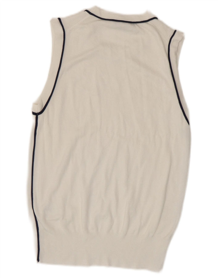 Zara Dame Vest Tank Top UK 10 Lille hvid stribet viskose