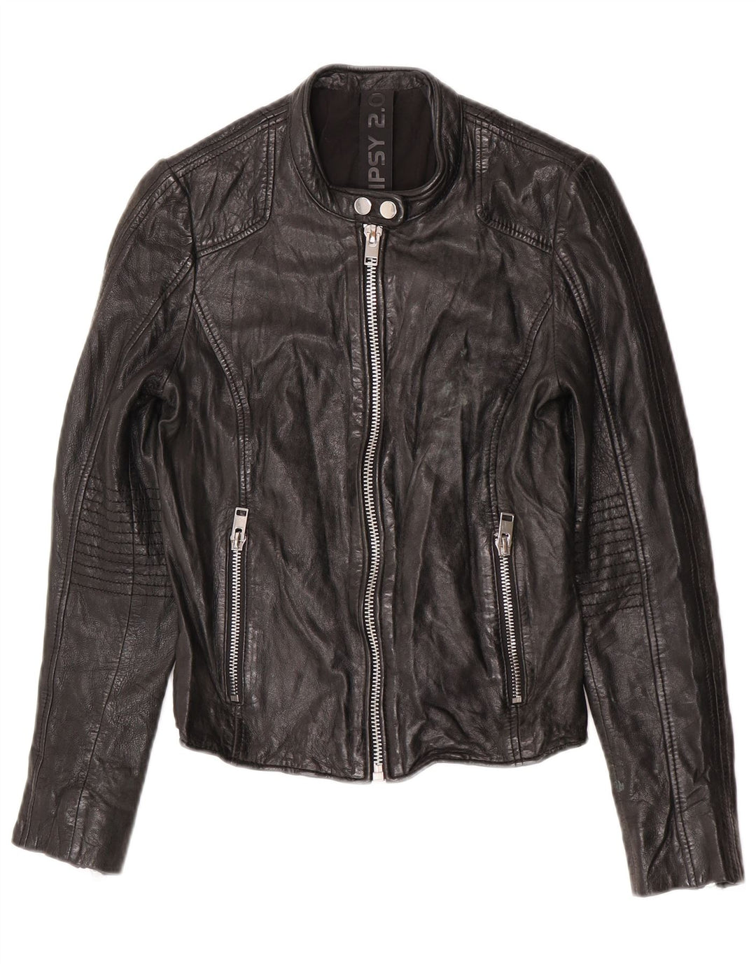 Gipsy Womens Læder Racer Jacket UK 10 Small Black Læder