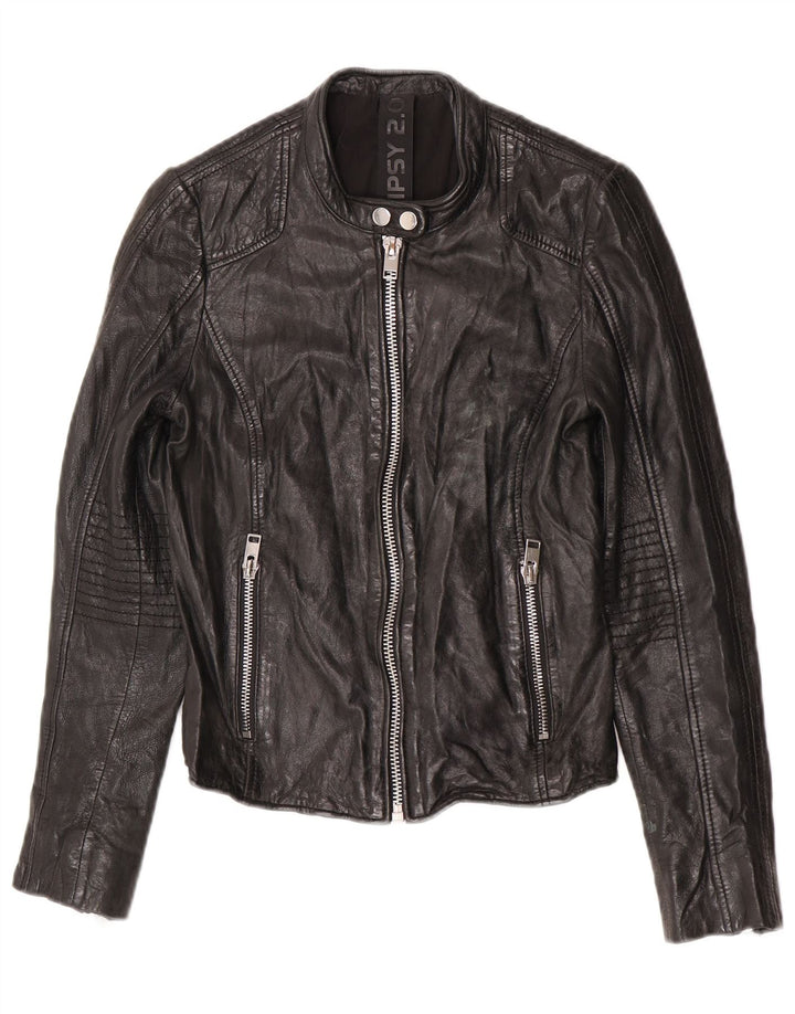 Gipsy Womens Læder Racer Jacket UK 10 Small Black Læder