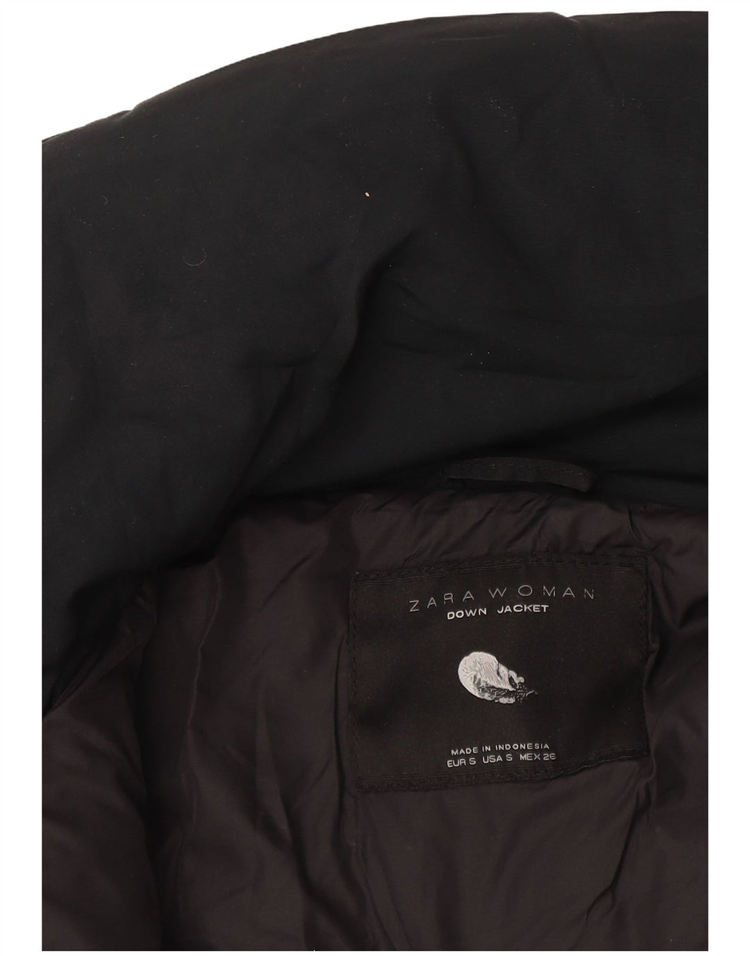 Zara Dame Hætte Polstret Frakke UK 10 Small Navy Blue