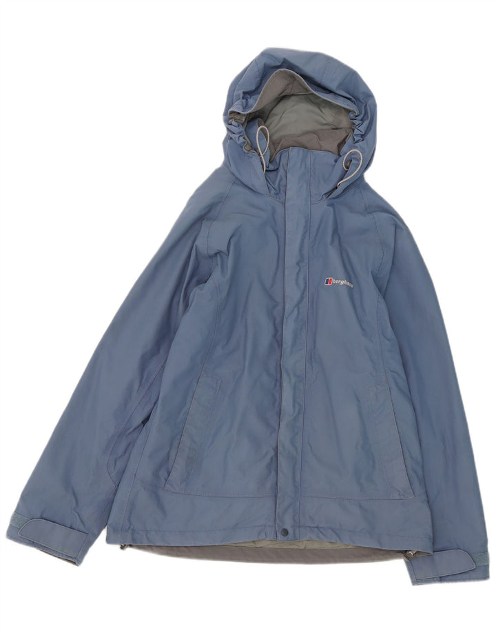 Berghaus Regnjakke med hætte til kvinder UK 12 Medium Blue Nylon