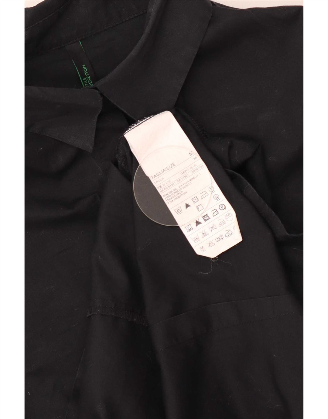 Benetton Dameskjorte UK 12 Medium Sort Bomuld