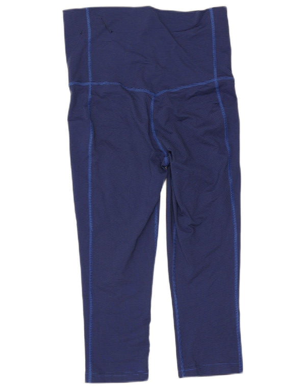 Nike Dame Dri Fit Capri Leggings med høj talje UK 10 Small Blue Pinstripe