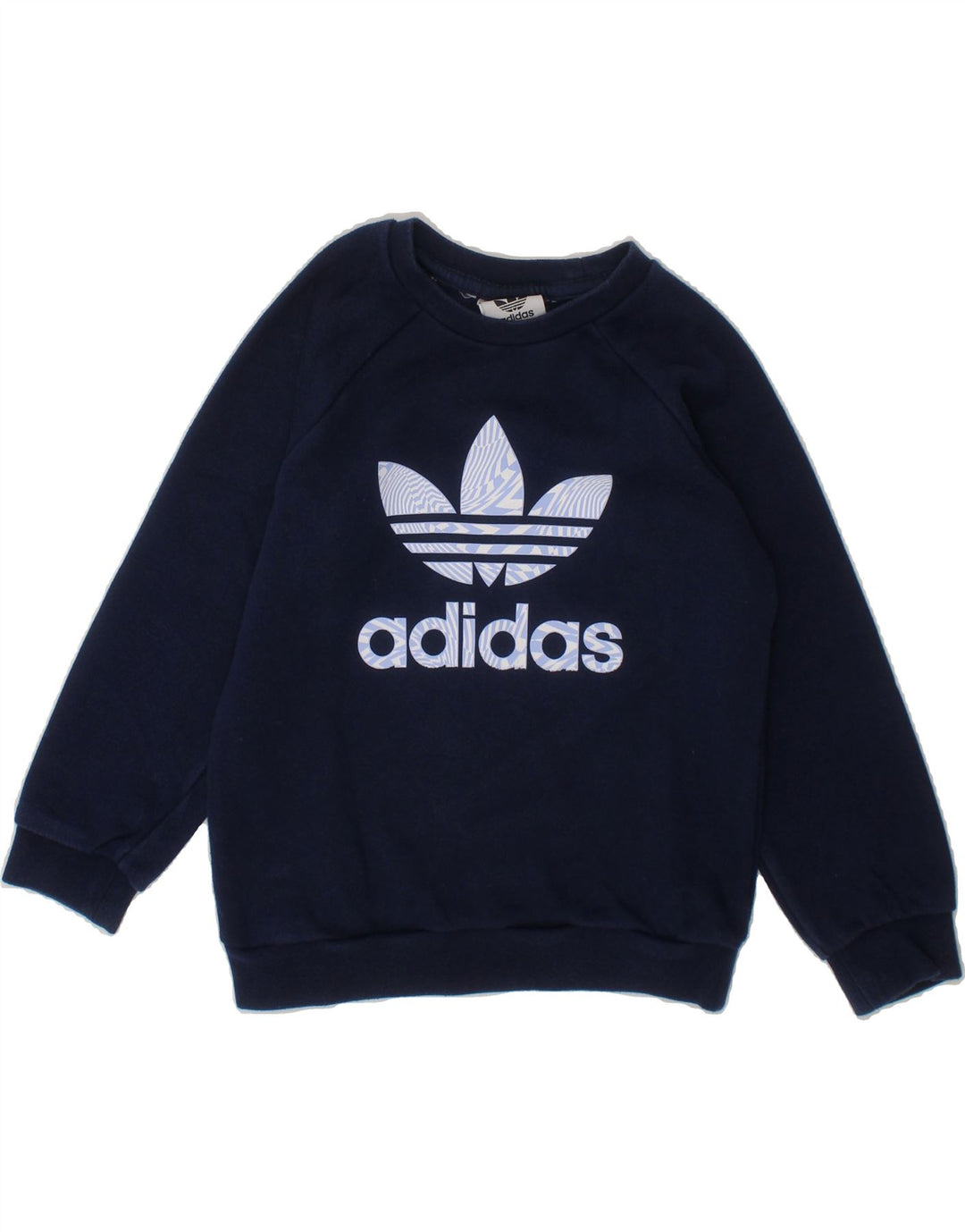 ADIDAS Boys Graphic Sweatshirt Jumper 2-3 Years Navy Blue Cotton Vintage Adidas and Second-Hand Adidas from Messina Hembry 