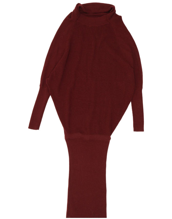 All Saints Damestrik Batwing Drop Waist Dress UK 10 Small Maroon
