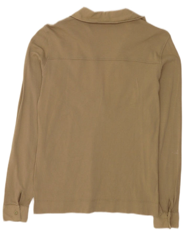 Reiss langærmet poloshirt til kvinder UK 14 Medium Beige Bomuld