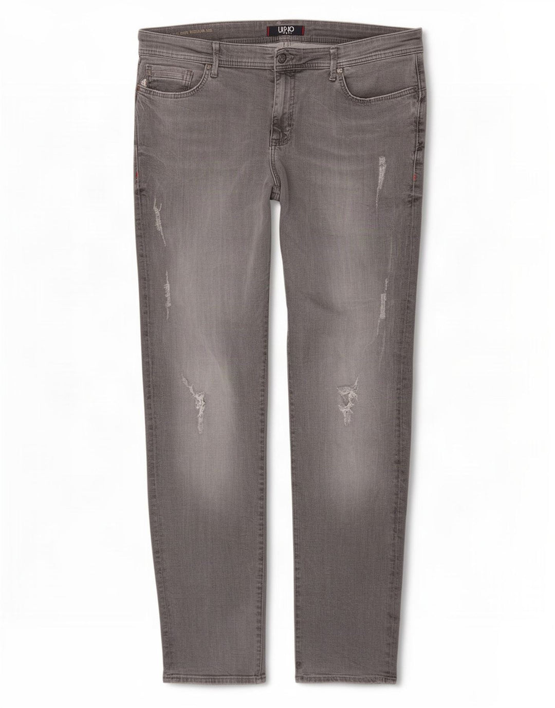 Liu Jo Mens Distressed Regular Fit Slim Jeans W36 L34 Grå