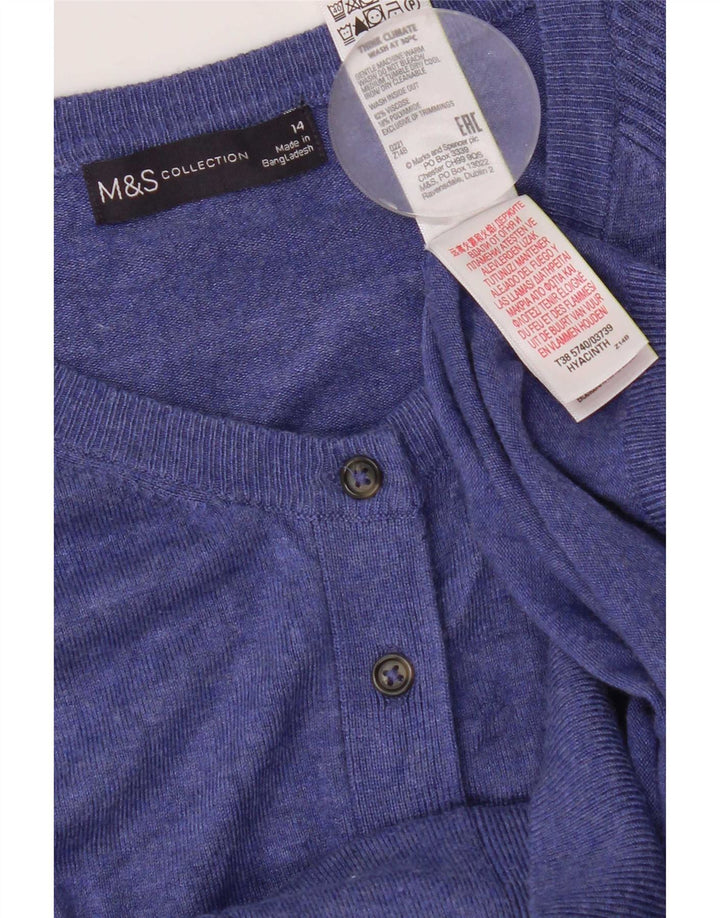 Marks & Spencer dame cardigan sweater UK 14 Medium Blue Viscose
