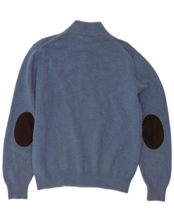 Hackett Herre Zip Neck Jumper Sweater Large Blue Wool