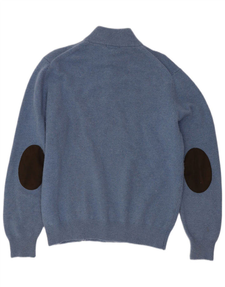 Hackett Herre Zip Neck Jumper Sweater Large Blue Wool
