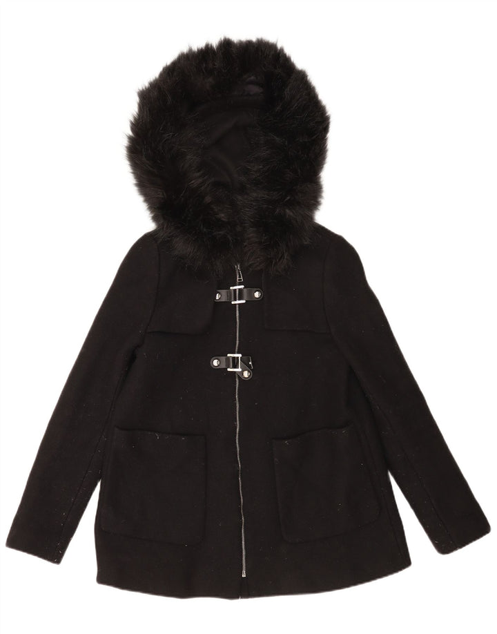 Zara Dame Hættevindjakke UK 10 Small Black Wool