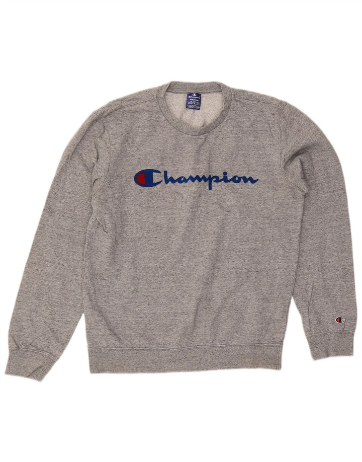 Champion Herre Grafisk Sweatshirt Jumper Medium Grey Flecked Bomuld