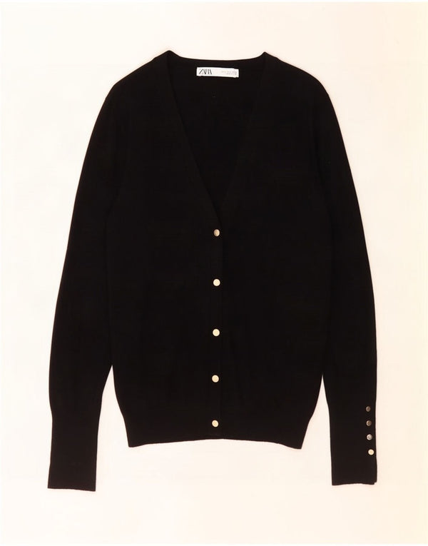 Zara Womens Cardigan Sweater UK 14 Large Black Viscose
