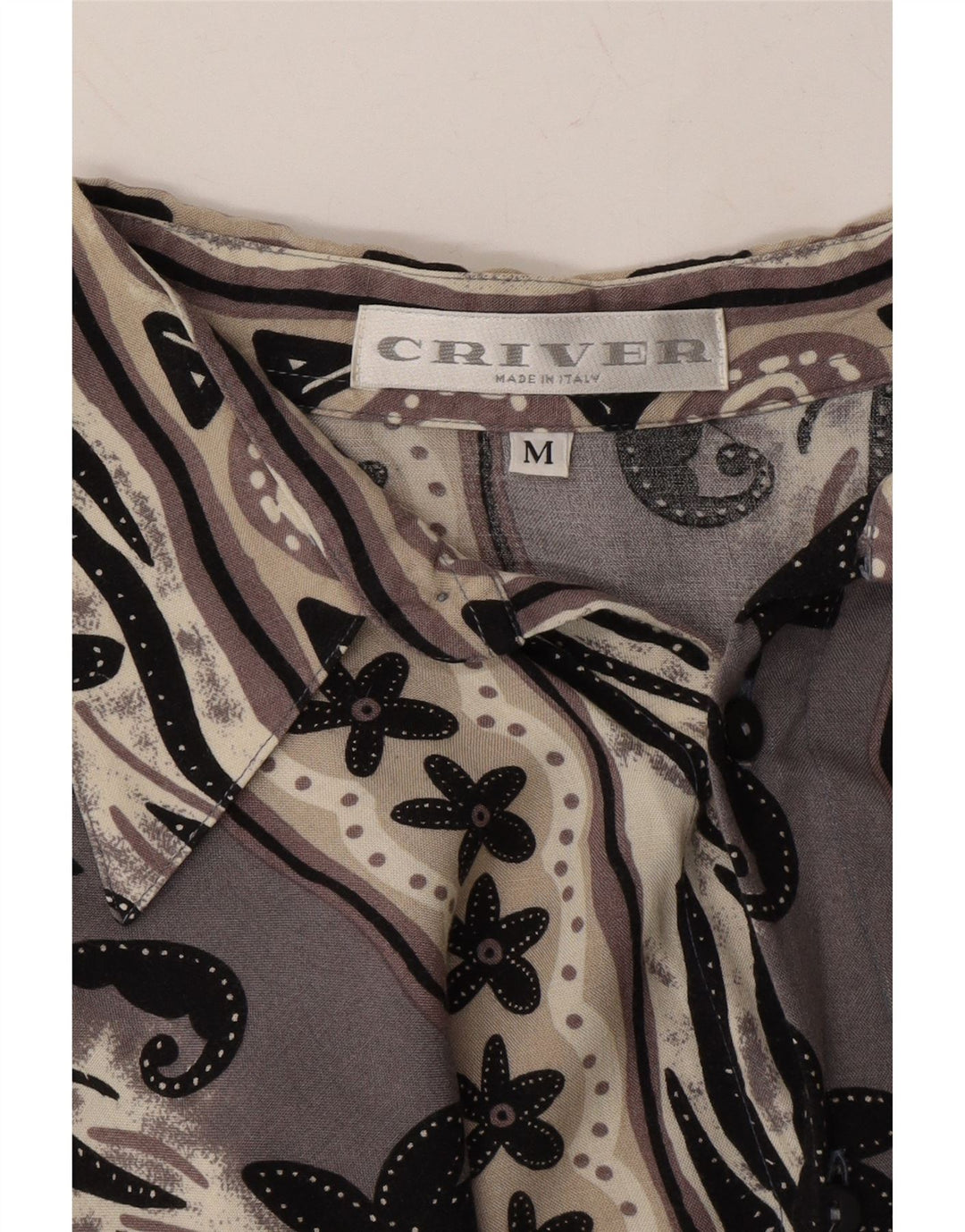 CRIVER Mens Short Sleeve Shirt Medium Grey Floral Vintage Criver and Second-Hand Criver from Messina Hembry 