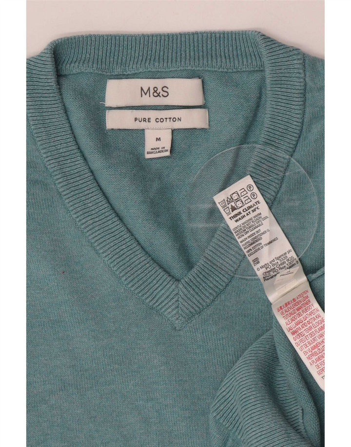 Marks & Spencer Herre V-hals sweater mellemblå bomuld