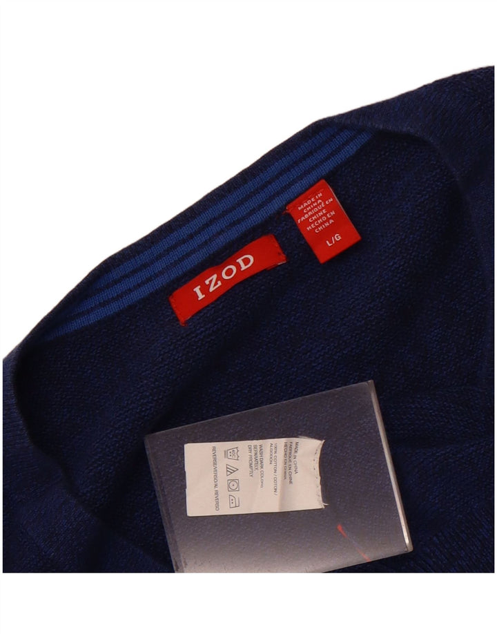 Izod Herre V-hals sweater Stor blå bomuld