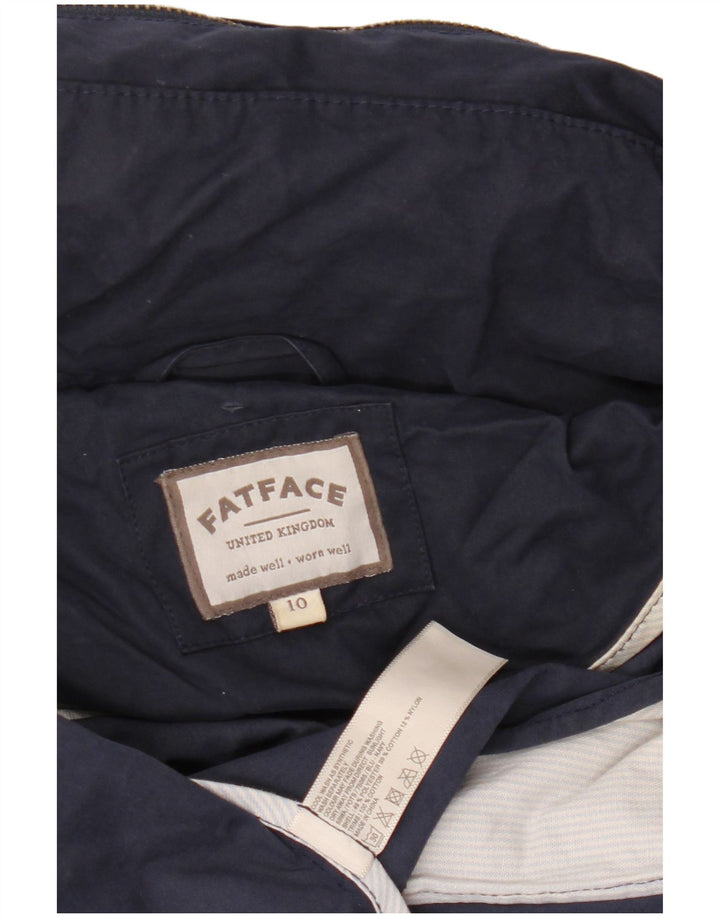 FAT FACE Dame Hooded Utility Jacket UK 10 Small Navy Blue Polyester