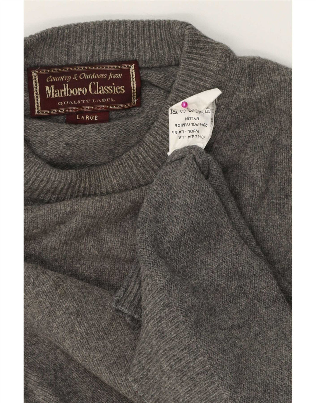Marlboro Classics Herre Crew Neck Jumper Sweater Stor Grå Uld