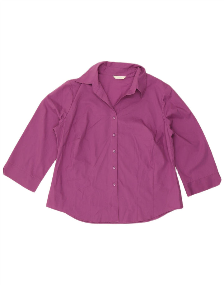 Marks & Spencer skjorte med 3/4 ærmer til kvinder UK 18 XL Lilla polyester